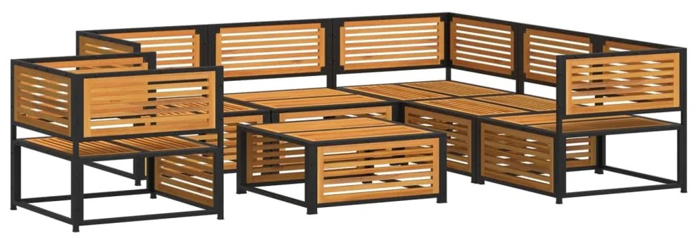 7 pcs conjunto sofás jardim c/almofadões madeira maciça acácia