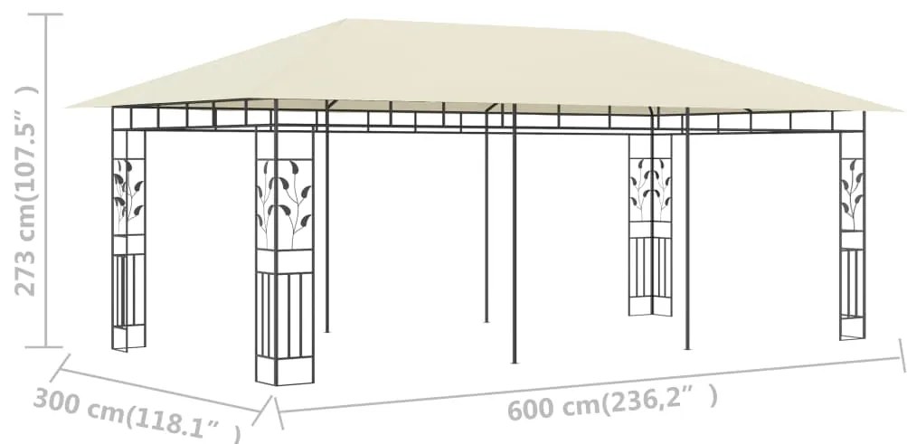 Gazebo com rede mosquiteira 6x3x2,73 m creme