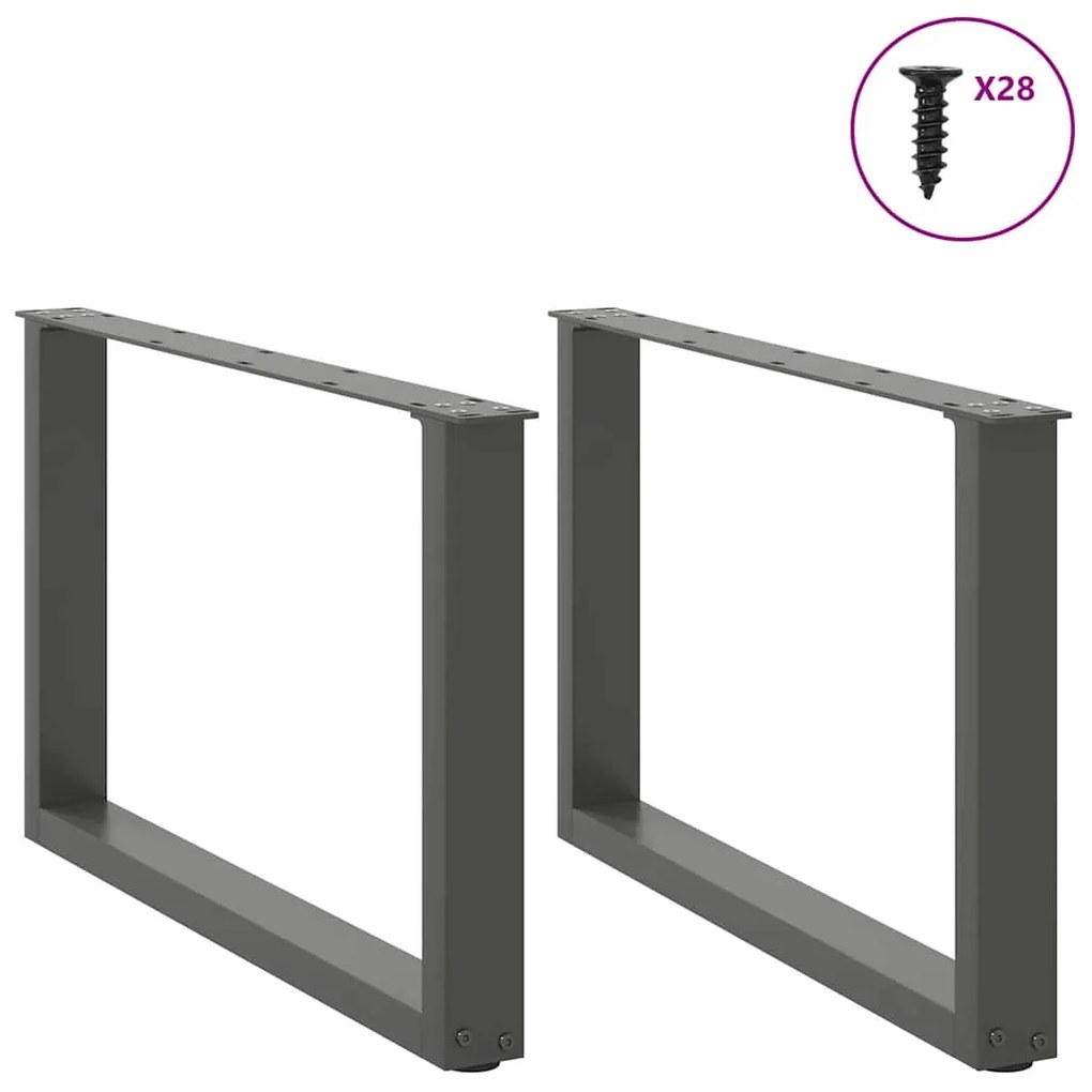 Pés para mesa de centro em forma de U, 2 peças, antracite, 70x (42-43)
