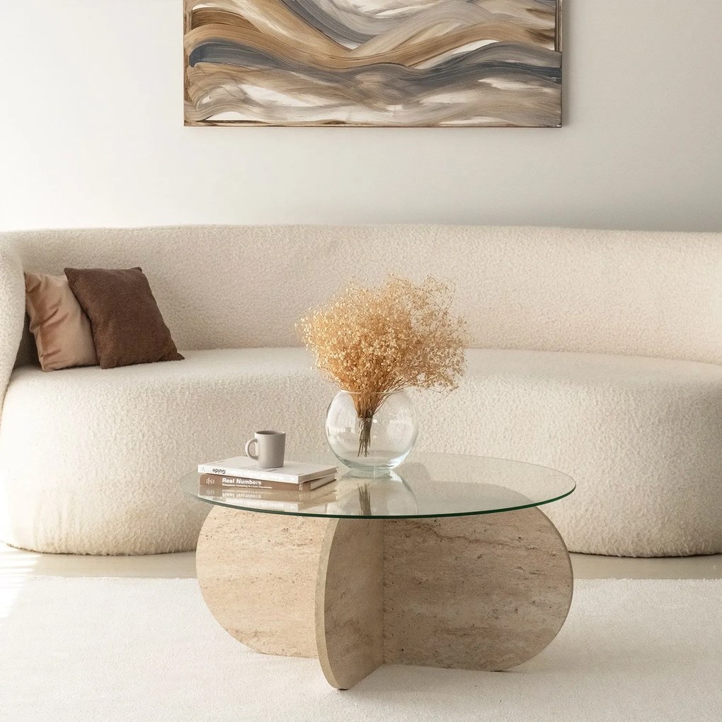 Mesa de Centro Bubble – Travertino – Diâmetro 75 cm, Altura 35 cm