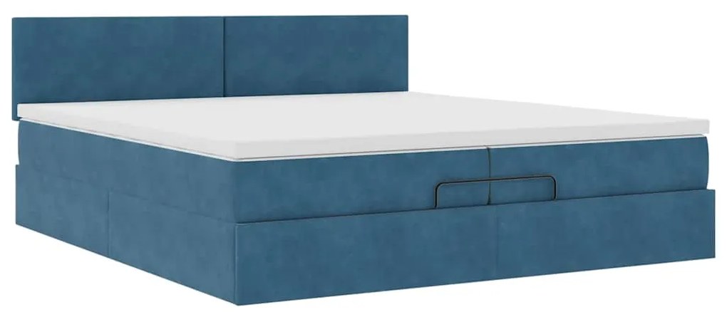 Estrutura de cama otomana com colchão 200x200 cm azul escuro