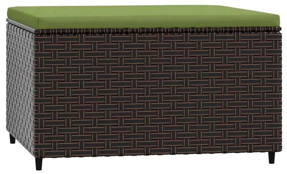 Apoios de pés para jardim com almofadões 2 pcs vime PE castanho