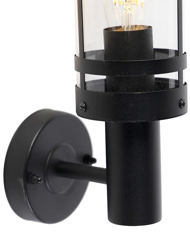 Candeeiro de parede exterior moderno preto IP44 - Gleam Moderno