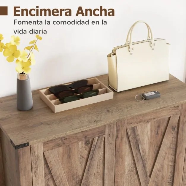 Sapateira 80 x 35,5 x 100 cm com portas para sapatos de 5 níveis com prateleiras ajustáveis Sapateira independente em madeira castanha
