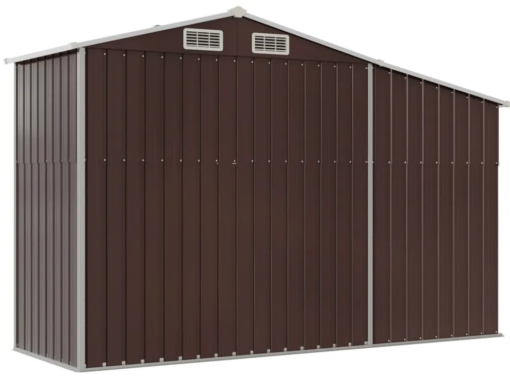 Abrigo de jardim 277x93x179 cm aço galvanizado castanho