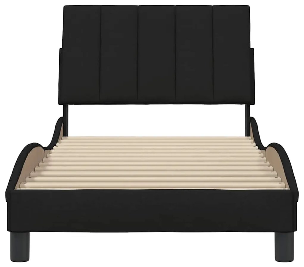Estrutura de cama sem colchão 90x190 cm tecido preto