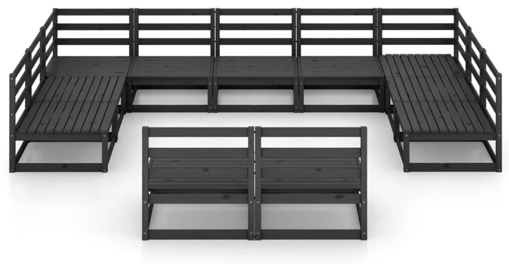 11 pcs conjunto lounge de jardim pinho maciço