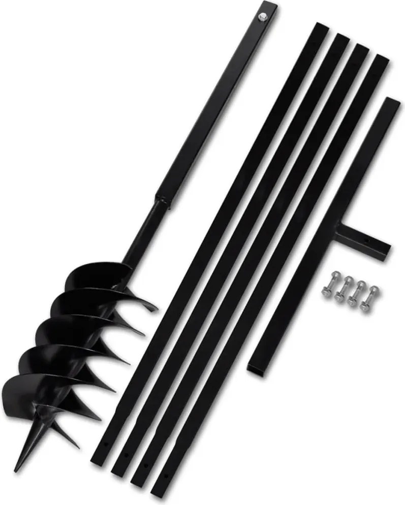 Broca de solo manual 150 mm com tubo de prolongamento 5 m aço