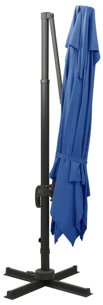 Guarda-sol jardim cantilever toldo duplo 300x300 cm azul-ciano