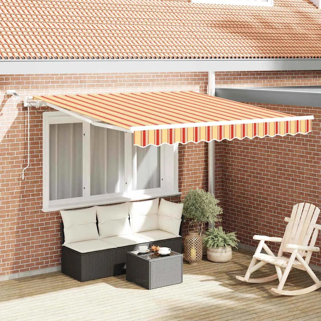 vidaXL Toldo Retrátil Amarelo e Laranja 350 x 250 cm Poliéster e Metal