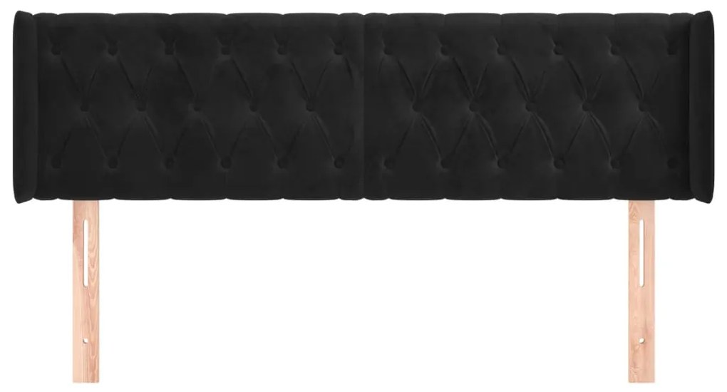 Cabeceira de cama c/ abas tecido 147x16x78/88 cm preto