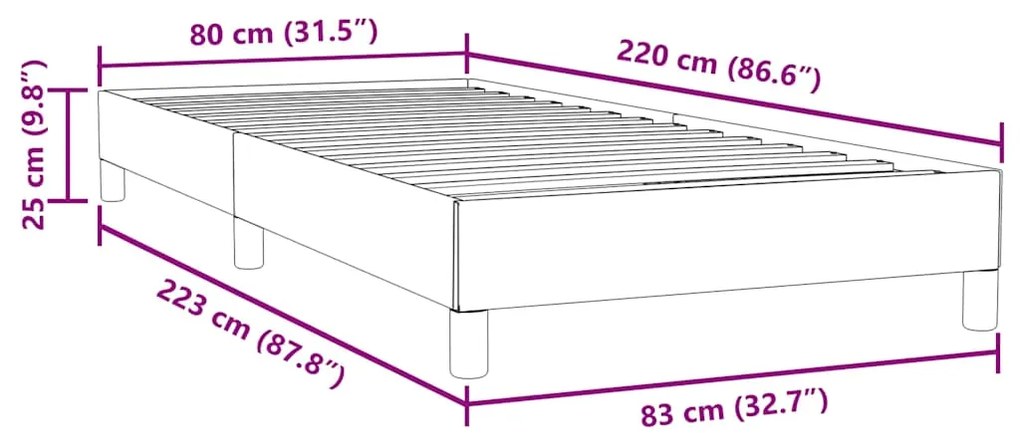 Cama com molas sem colchão 80x220 cm veludo rosa