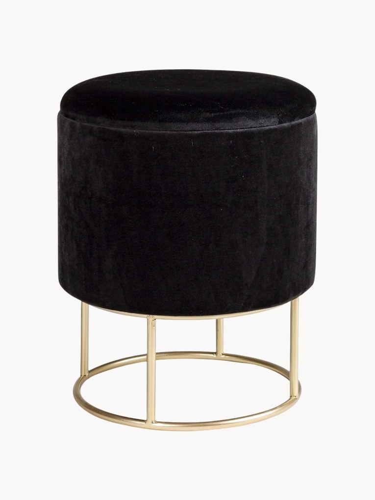 Pufe estofado em veludo com arrumação Polina