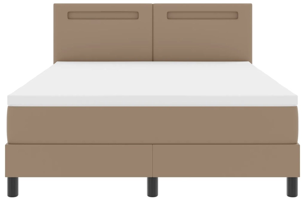 Cama Box Spring vidaXL com Colchão Cappuccino 140x200 cm Couro Sintéti