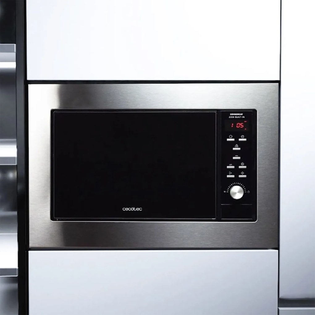 Micro-ondas GrandHeat 2350 Built-in Steelblack encastre digital de 23 litros de capacidade com grill e 900 W de potência