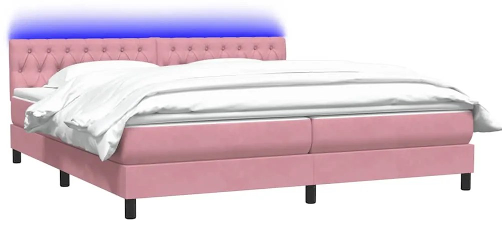 Cama com molas/colchão rosa 180x220 cm veludo