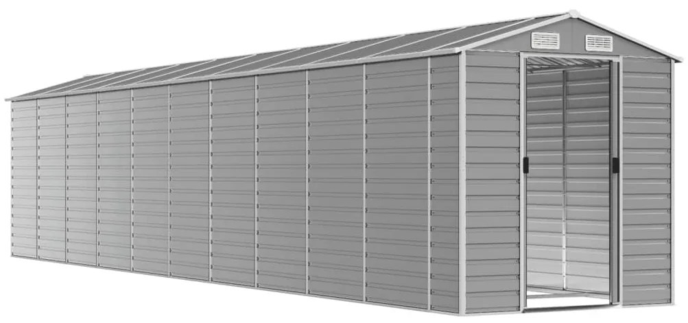 Abrigo de jardim 191x895x198 cm aço galvanizado cinzento-claro