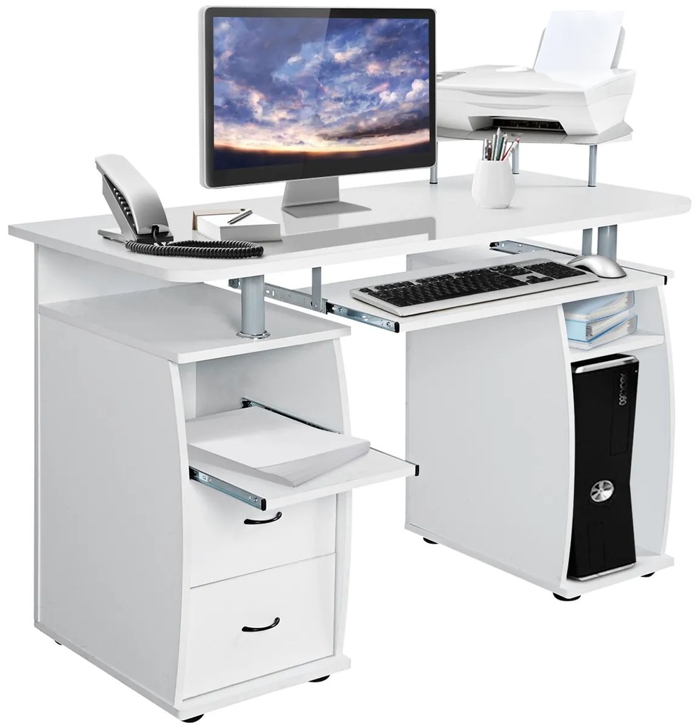 Mesa Computador Madeira Secretária para Escritório 120 x 55 x 85 cm Branco