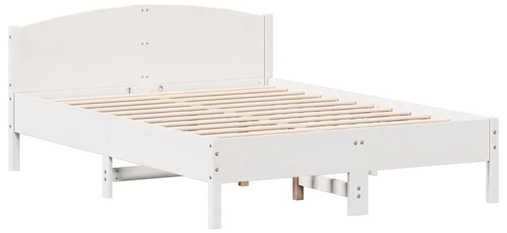 Cama sem colchão 140x190 cm madeira de pinho maciça branco