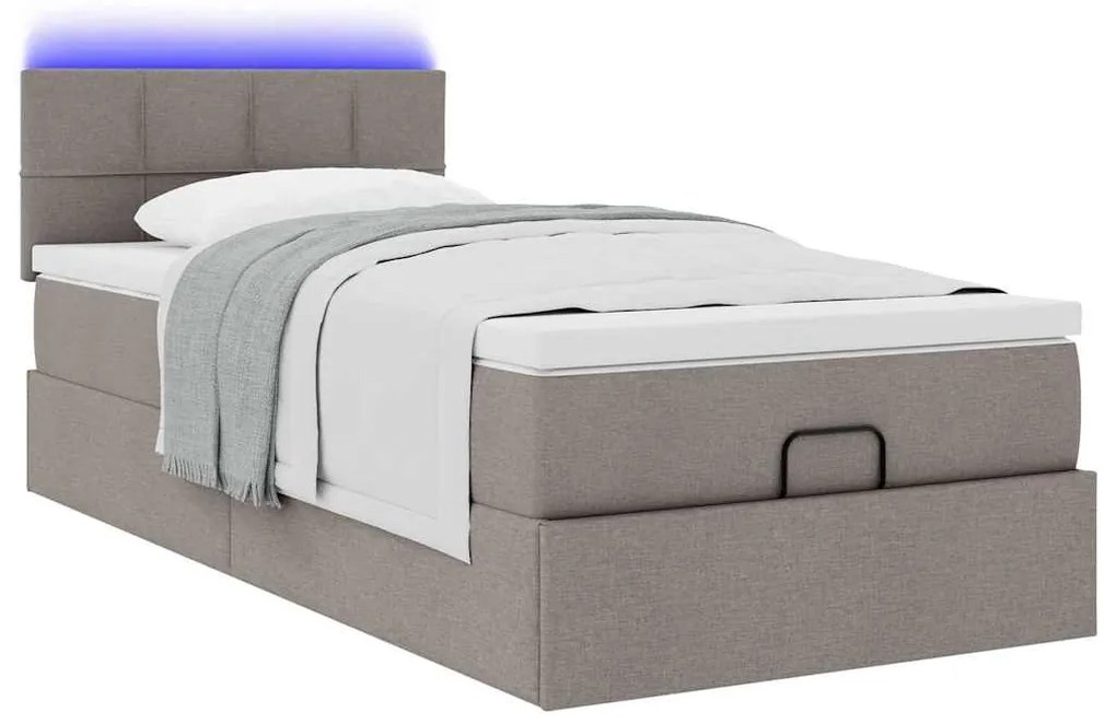 Cama otomana com colchão 100x200 cm tecido cinza
