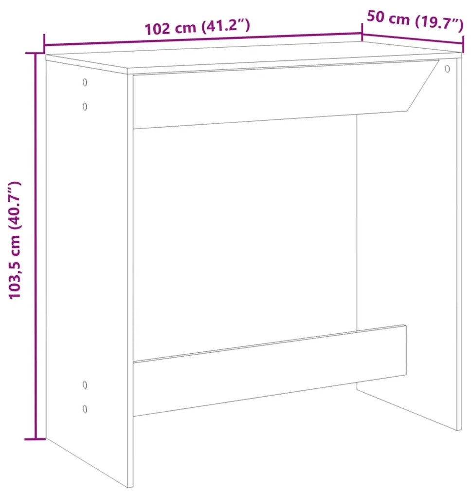 Mesa de bar 102x50x103,5cm derivados de madeira cinzento sonoma