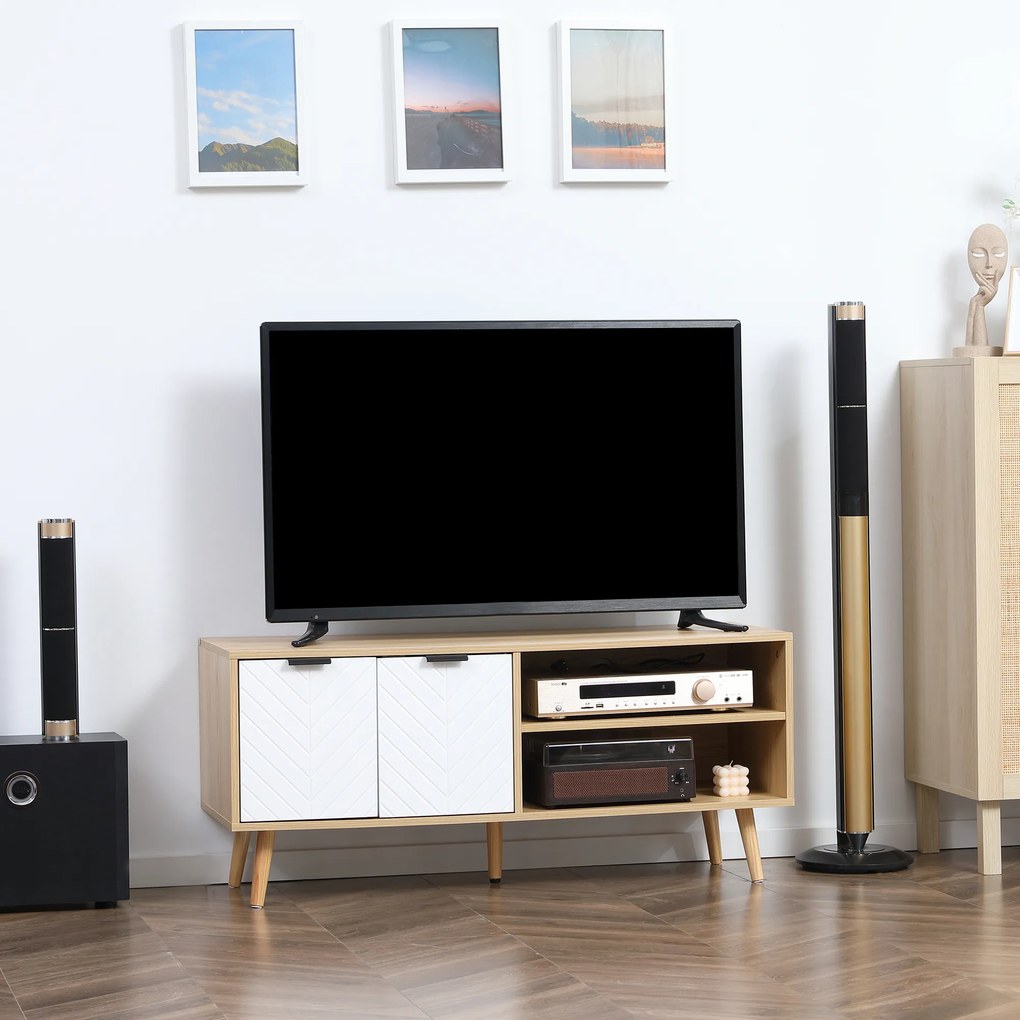 Móvel para televisão até 46 polegadas,110 x 39 x 48,8 cm branco e castanho natural