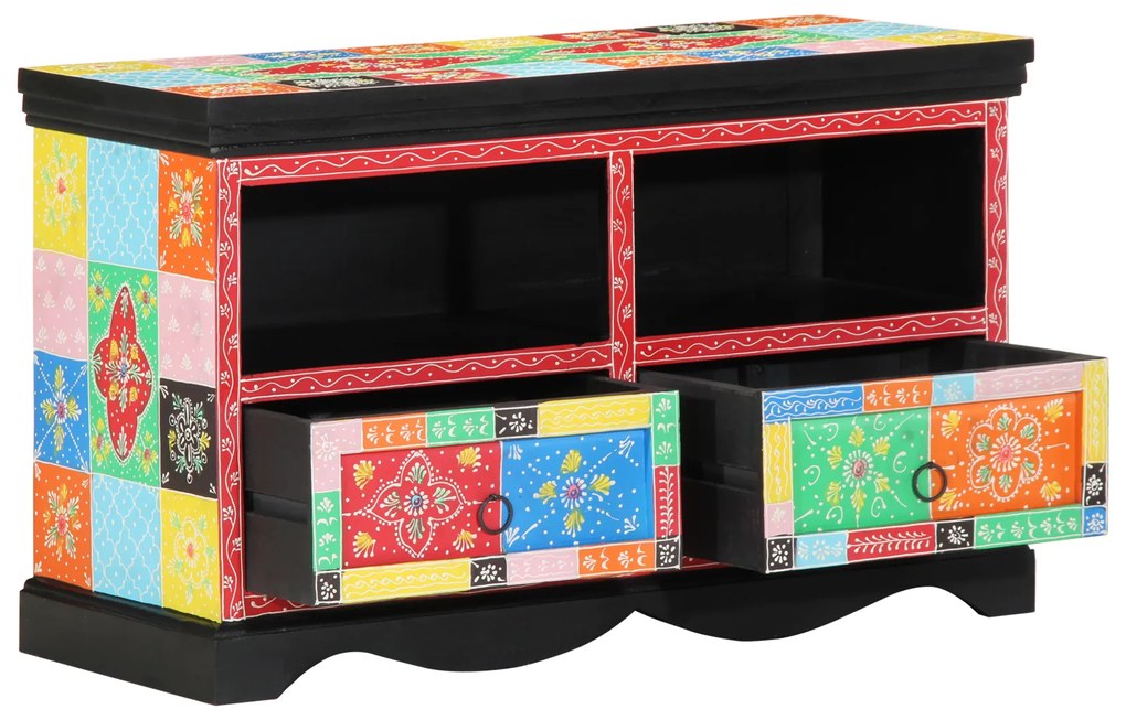 Armário de TV vidaXL Multicolorido 80x35x50 cm em Madeira Sólida de Mangueira