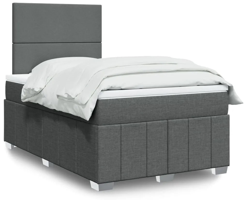 vidaXL Cama com molas/colchão 120x200 cm tecido cinzento-escuro