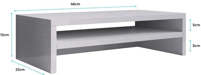 Suporte de Monitor Gamil – 46x13 cm – Branco Mate com 2 Compartimentos