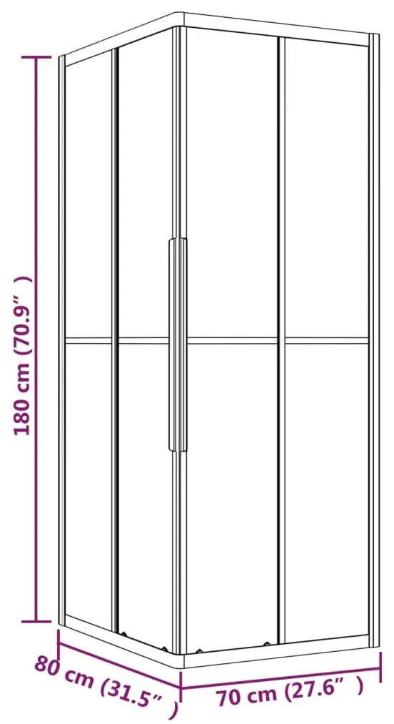 Cabine de duche ESG opaco 80x70x180 cm preto