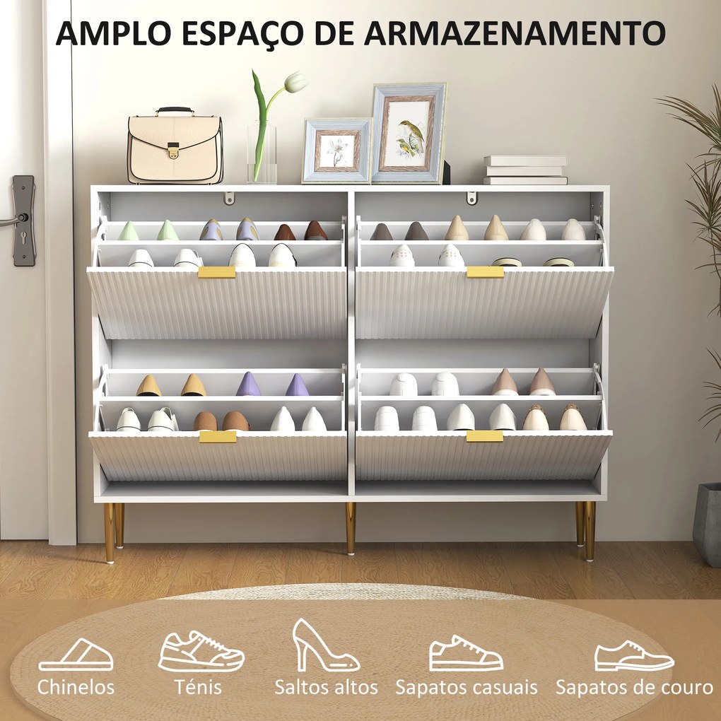 Sapateira Estreita Sapateira para Entrada com Prateleiras Ajustáveis para 20 Pares de Sapatos 105x24x91,5 cm Branco