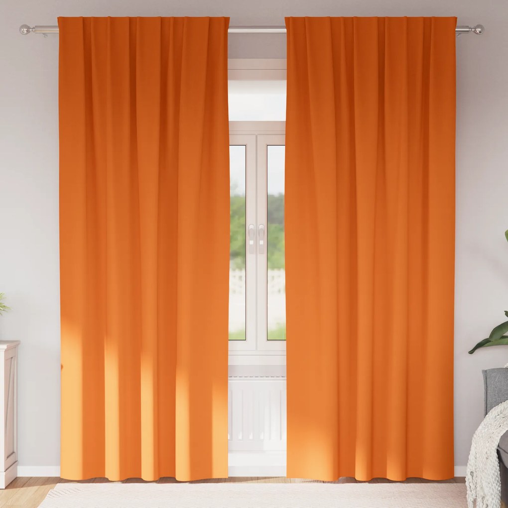 Cortinas opacas 2 pcs Laranja Brilhante 260 x 140 cm Poliéster