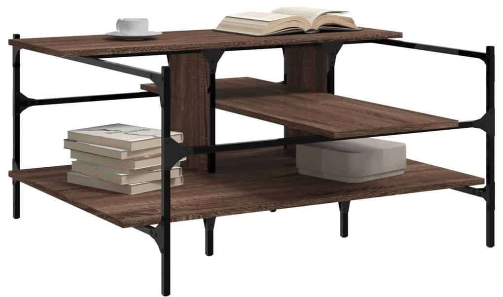 Mesa centro 100x100x48,5 cm derivados madeira carvalho castanho