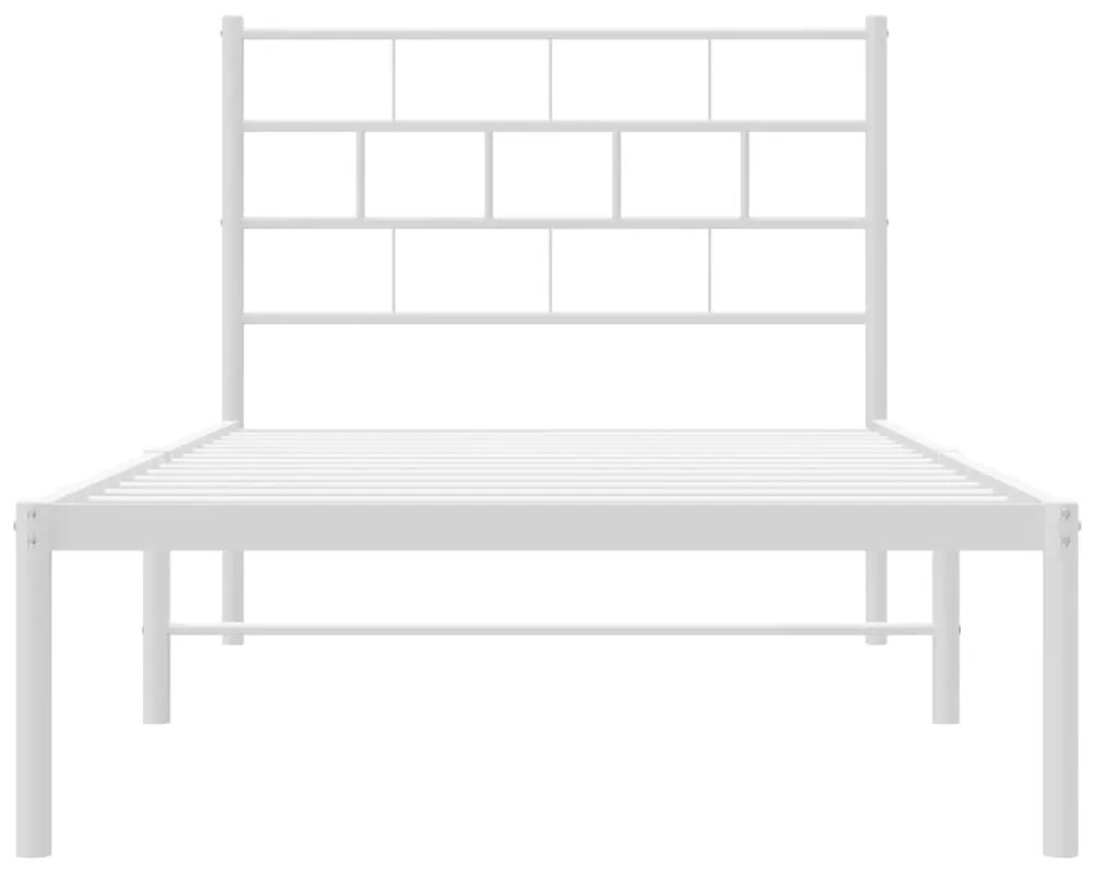 Estrutura de cama com cabeceira 100x190 cm metal branco