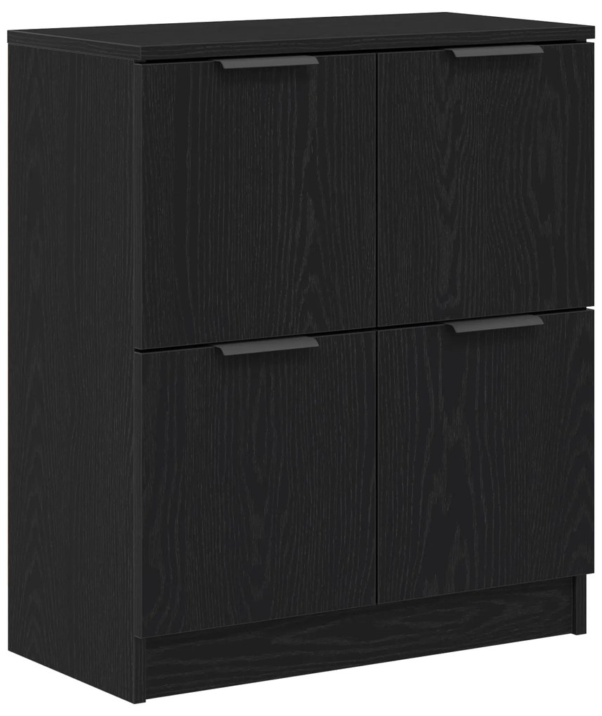 Buffets 2 pcs Madeira de Carvalho Preto 60x30x70 cm Madeira Engenharia