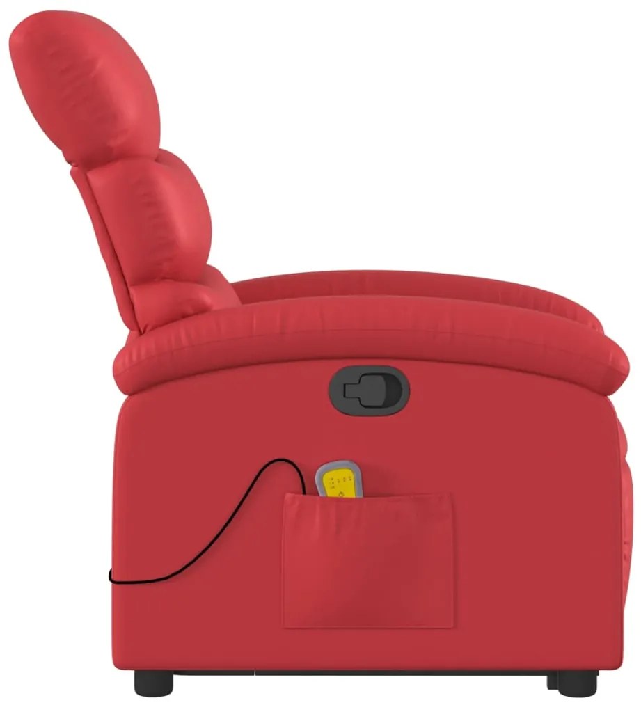 Poltrona massagens reclinável elevatória couro artif. vermelho