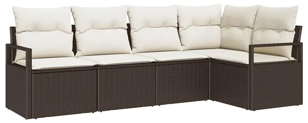 Conjunto de Sofá de Jardim com 5 Peças e Almofadas em Rattan Sintético