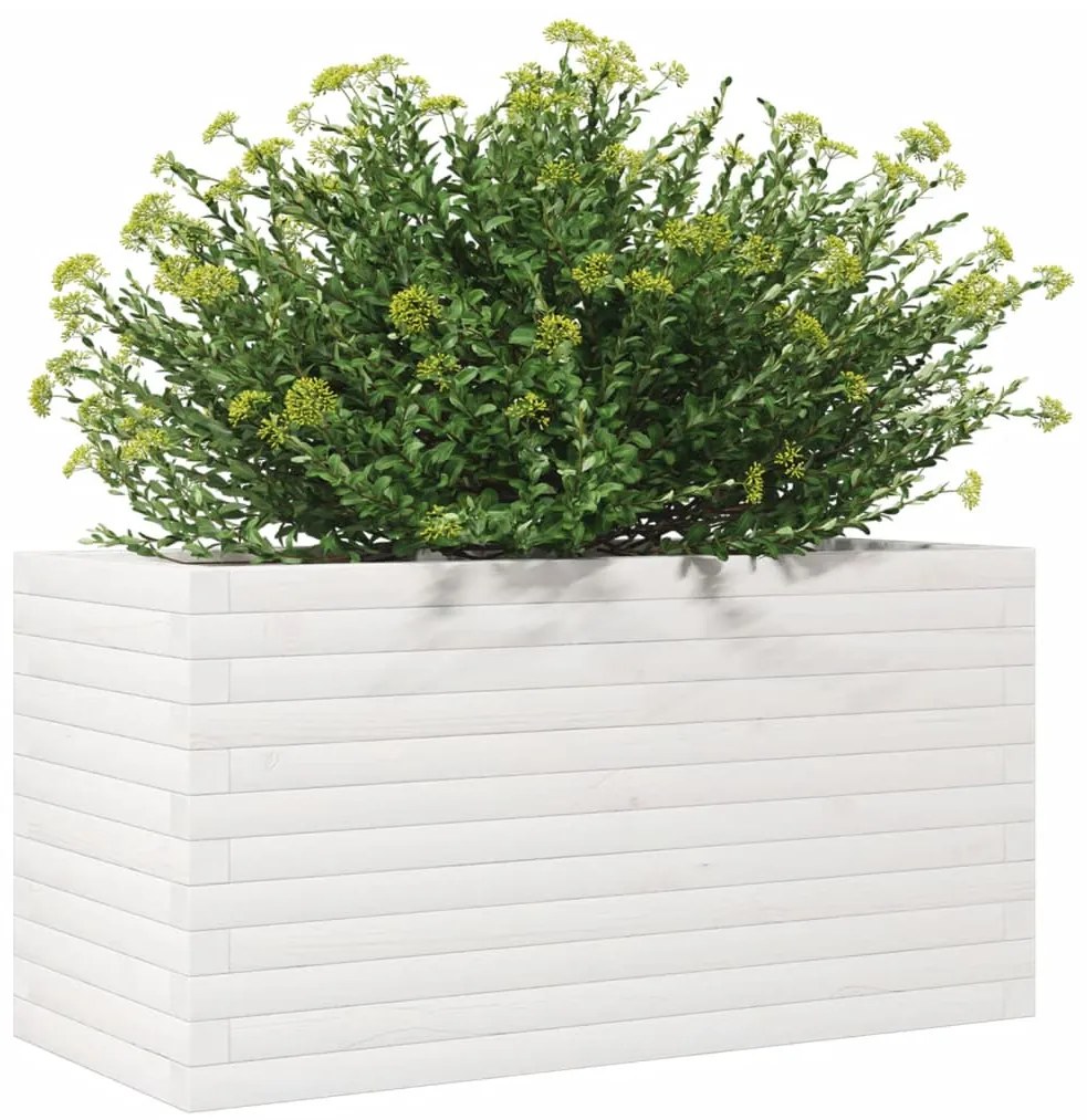 Vaso/floreira de jardim 90x40x45,5 cm pinho maciço branco
