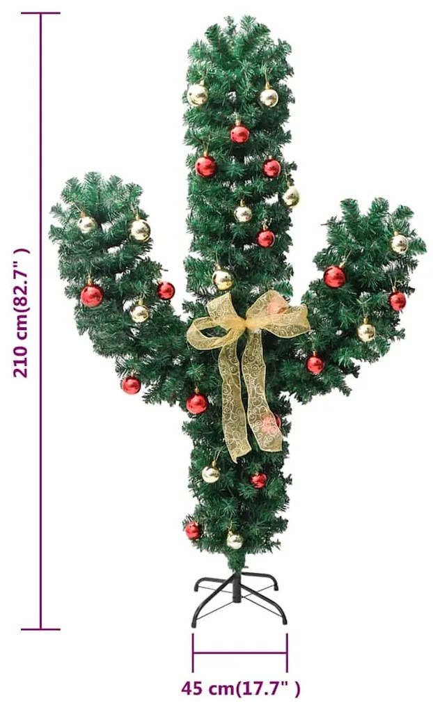 Cato de Natal com suporte e LEDs PVC 210 cm verde
