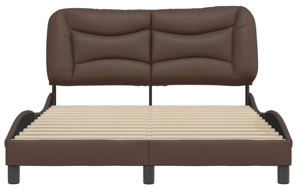 Estrutura cama c/ cabeceira 120x200cm couro artificial castanho