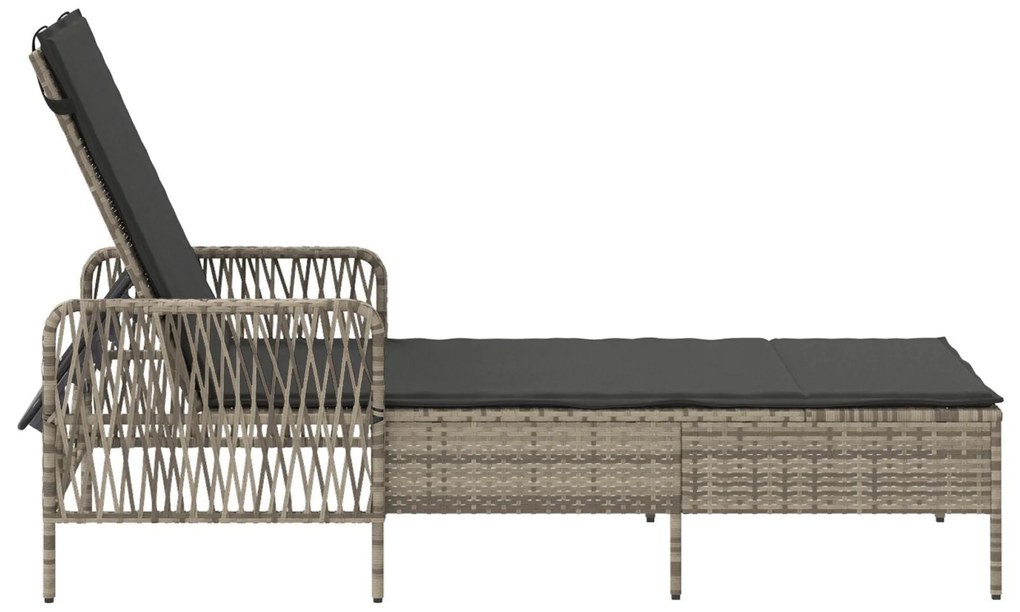 Espreguiçadeira Cinza claro Rattan PE 157 x 55 x 92 cm Dobrável