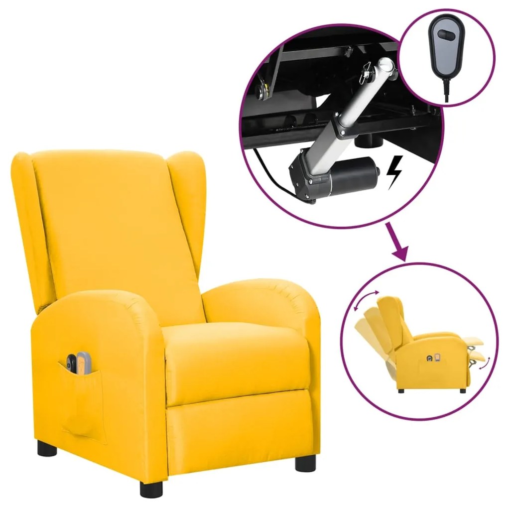 3098948 vidaXL Poltrona de massagens elétrica reclinável tecido amarelo