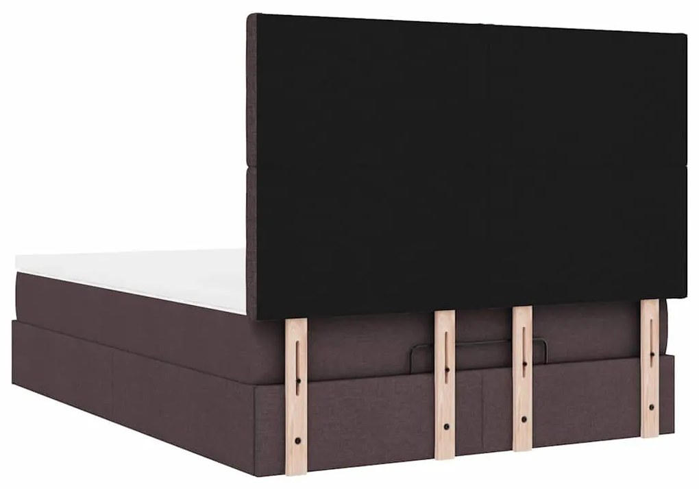 Estrutura cama otomana colchão 140x200cm tecido castanho escuro