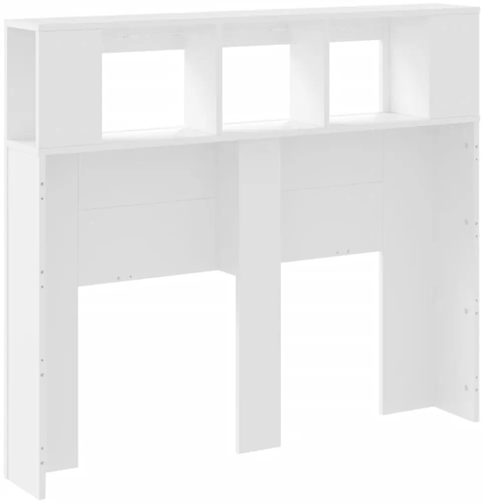 Cabeceira cama c/ LEDs 120x18,5x103,5 cm deriv. madeira branco