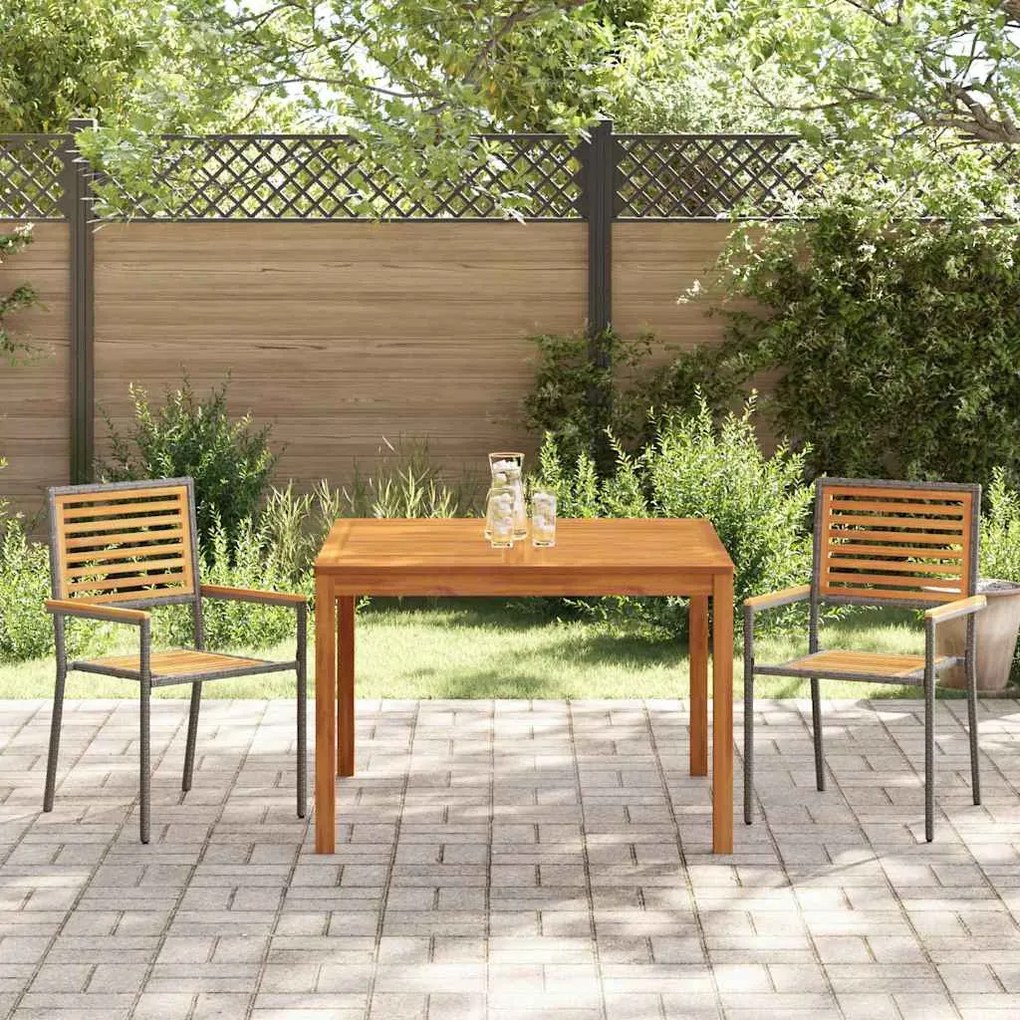 Conjunto de Jantar para Jardim 3 pcs Cinzeto 110 x 110 x 75 cm