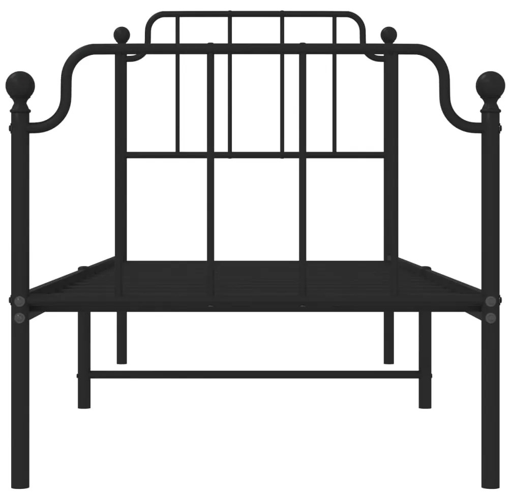 Estrutura de cama com cabeceira e pés 75x190 cm metal preto