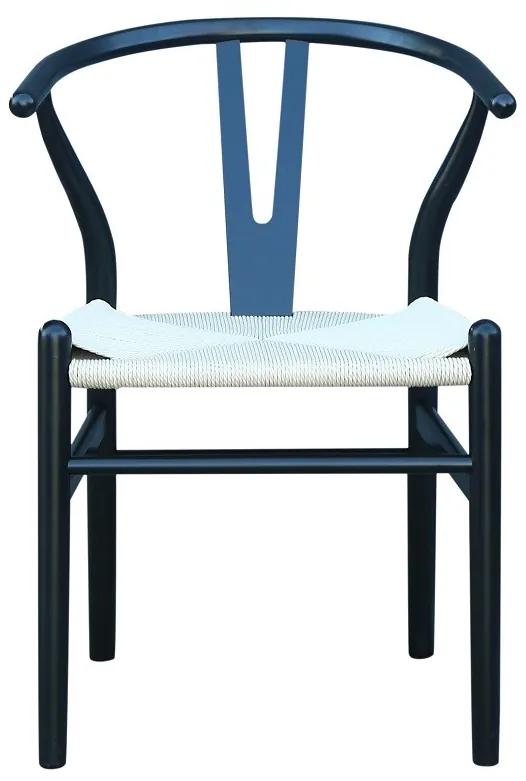 Conjunto 2 Cadeiras WISH, madeira de faia, preta, fibra trançada