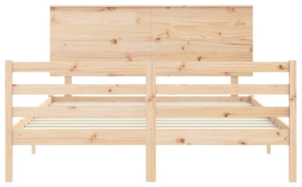 Estrutura de cama com cabeceira 160x200 cm madeira maciça