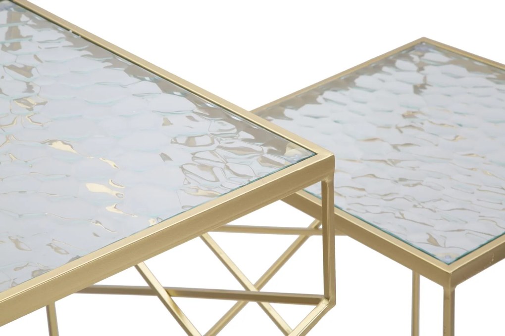 CONJUNTO 2 MESAS DE APOIO 50X50X100-40X40X80 CM DOURADO