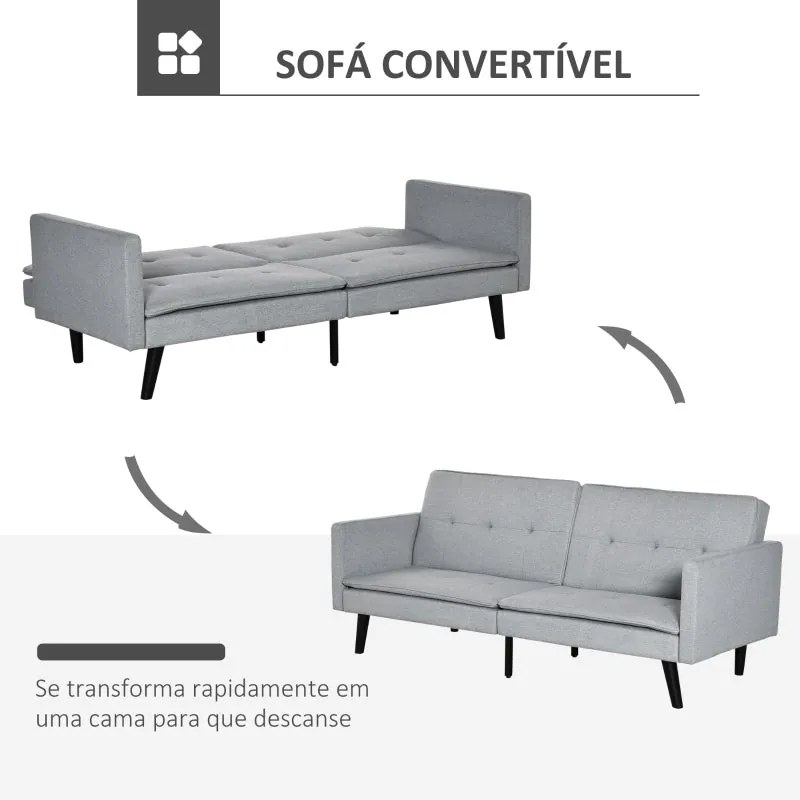 Sofá-Cama Mary - Cinzento - Design Nórdico